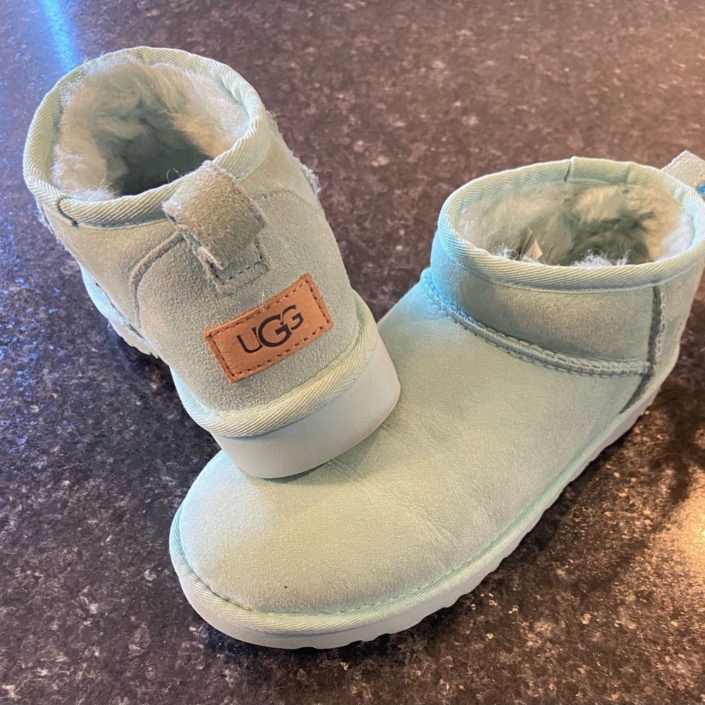 EUC UGG Sky Blue Ultra Mini Suede Boots